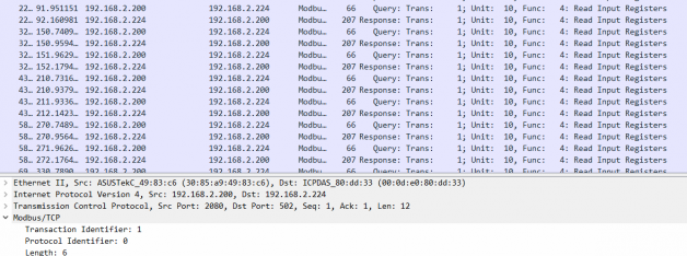 wireshark撈modbus 做分析